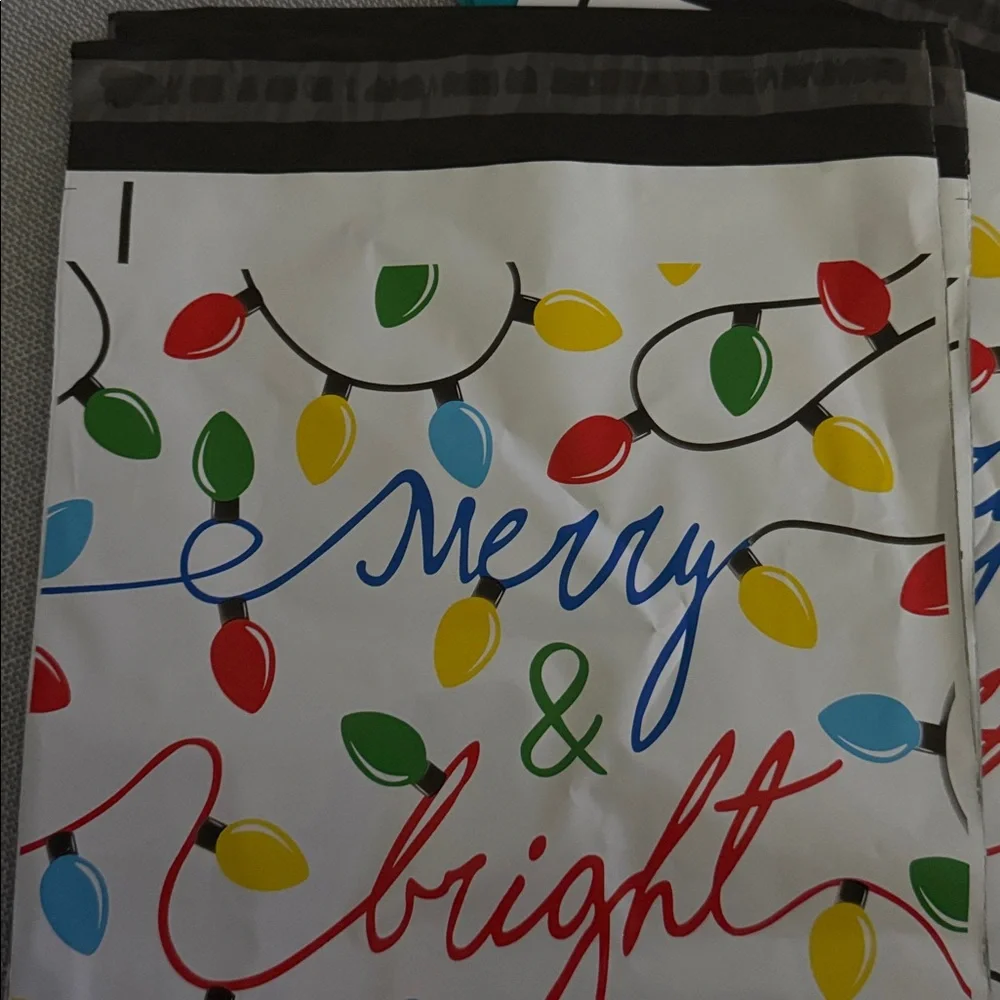 Flamingo Teal Poly mailers & Merry & Bright 10x13 25 of each